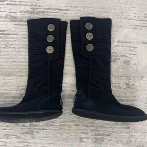UGG Black Knit Button Winter Boots